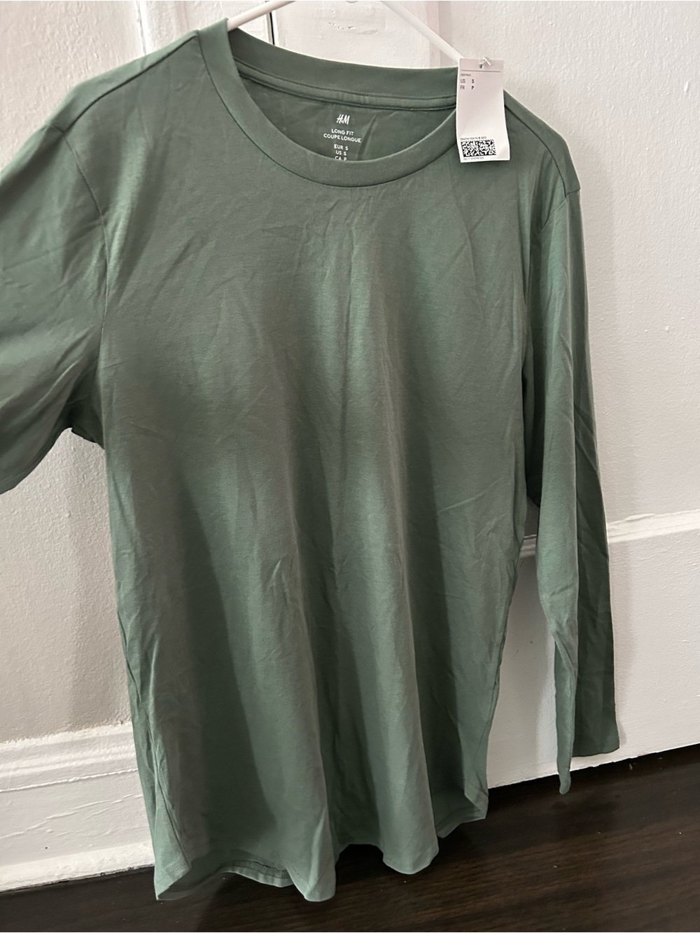 H&M Men's Long Sleeve Crewneck Tee - Sage Green